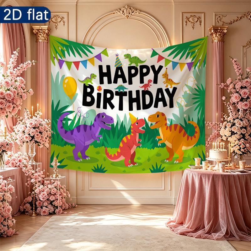 Birthday Roses Balloons Gifts Celebration Banner, Polyester Backdrop for Home Decor & Party Supplies