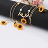 4Pcs/Set Women Jewelry Set Sunflower Shape Vivid Stainless Leaf Decor Women Necklace