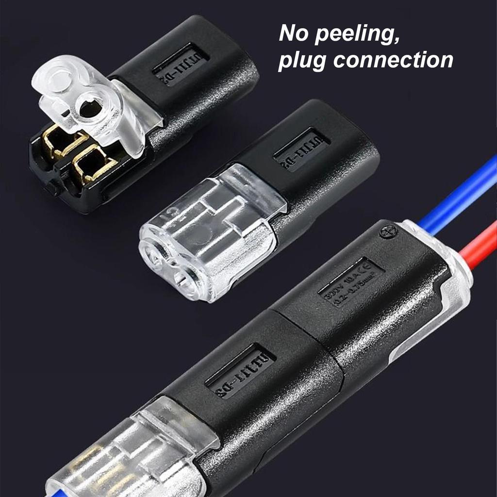 30pcs 2-Pin Wire Connector Nylon Insulated Copper Quick Connection Terminal Block Suitable for Low Voltage Cable No Stripping