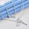 AliZero 925 Sterling Silver Key Heart Lock Necklace Snake Chain Women's Wedding Fashion Charm Jewelry