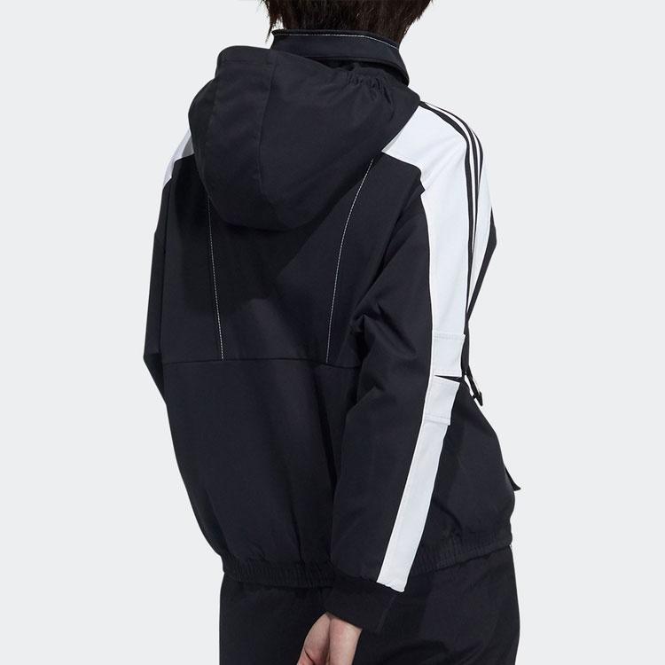 (WMNS) adidas Stripe Colorblock Hooded Jacket Black Women's GP0634