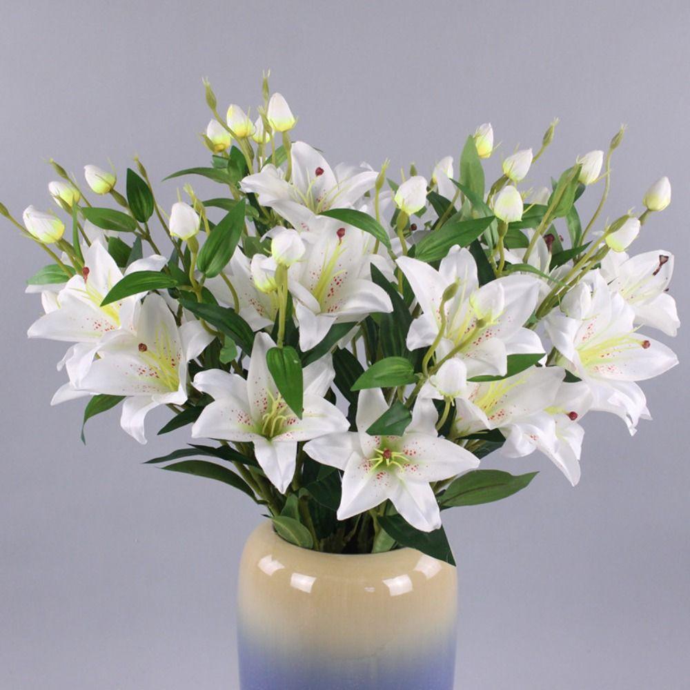 Украшения Свадебные 6 головок цветочных лилий на длинном стебле Искусственные растения Искусственный букет цветов Ветка