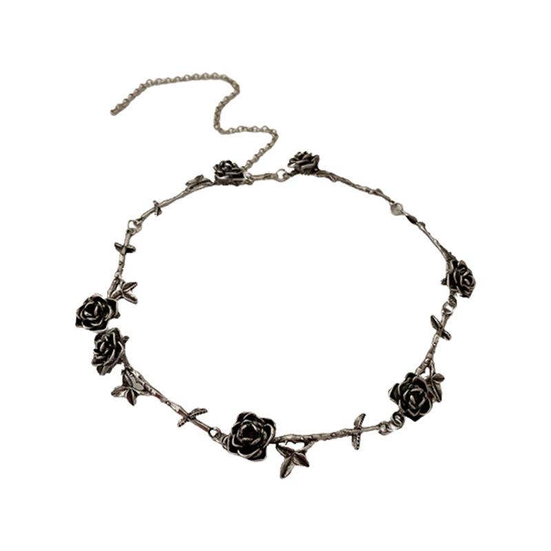 GemChic Women's Retro Camellia Flower Leaf Collarbone Necklace Personalized Clavicle Chain Birthday Christmas Jewelry Gift