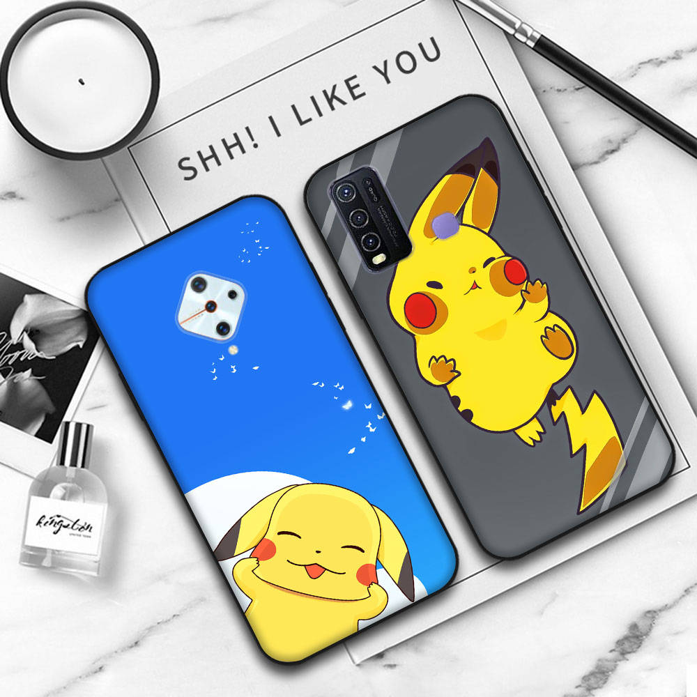 JP37 Pikachu Pokémon Black Soft Case for Xiaomi Poco X6 X4 M5 M6 F5 F6 C65 C55 C50 C51 C40 Pro Redmi 14C A3X 13C 12C 11T 10A 9C Note 7 6 8A Plus