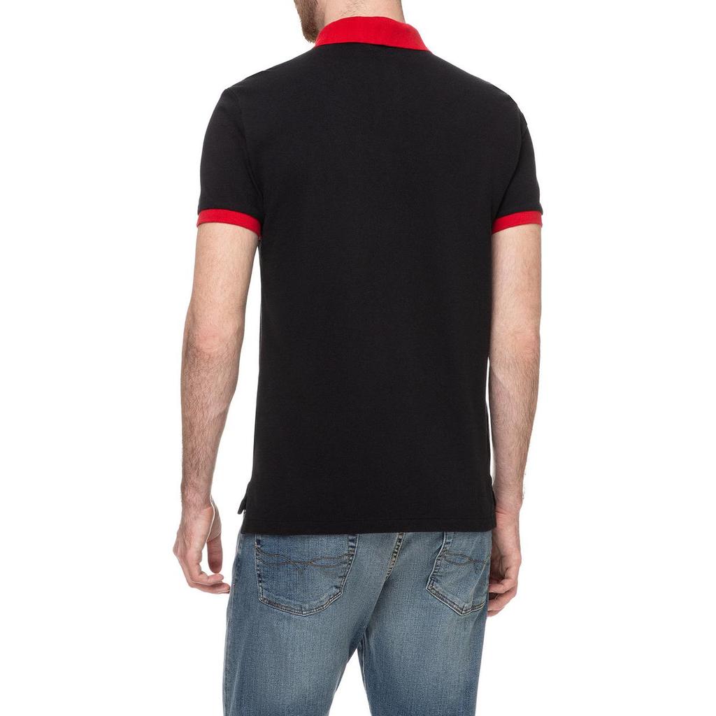 Polo Ralph Lauren Logo Вышитые вертикальные пуговицы Прямой крой Короткий рукав Рубашка поло Мужские рубашки поло Черный 710752866-002