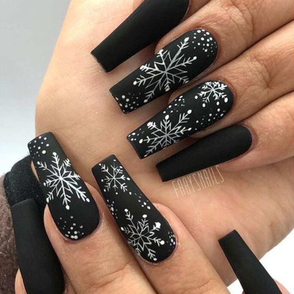 24pcs Reusable Adhesive Fake Nails French Long Ballet Pink Rose Contrast Line Press On Nails