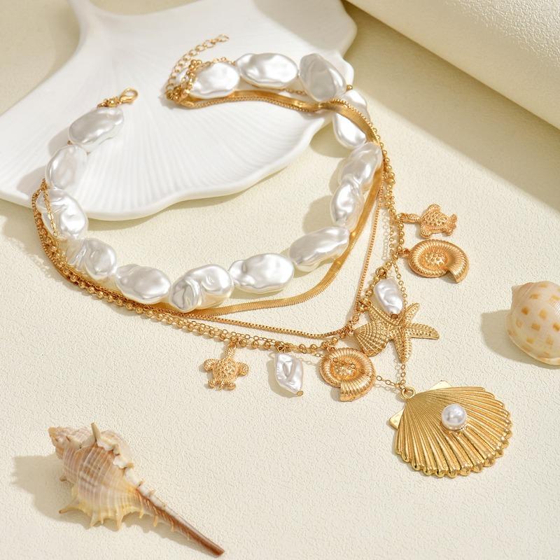 Pearl Necklace Bohemian Jewelry Light Luxury Niche Ocean Style Shell Pendant Women's Necklace