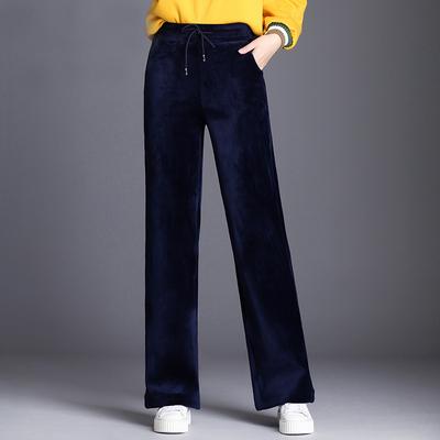 Новинка 2021 года, женская одежда, черные винтажные однотонные бархатные брюки с высокой талией, женские свободные бархатные широкие брюки в стиле ретро