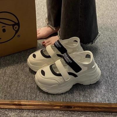 Летние женские новые сетчатые дышащие сандалии на толстой подошве, увеличивающие рост, для активного отдыха