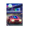 Современная живопись на холсте Искусство уличные гонки Токио Nissan GTR Synthwave Neon 80S Постер Украшение стены Искусство Гостиная Домашний декор