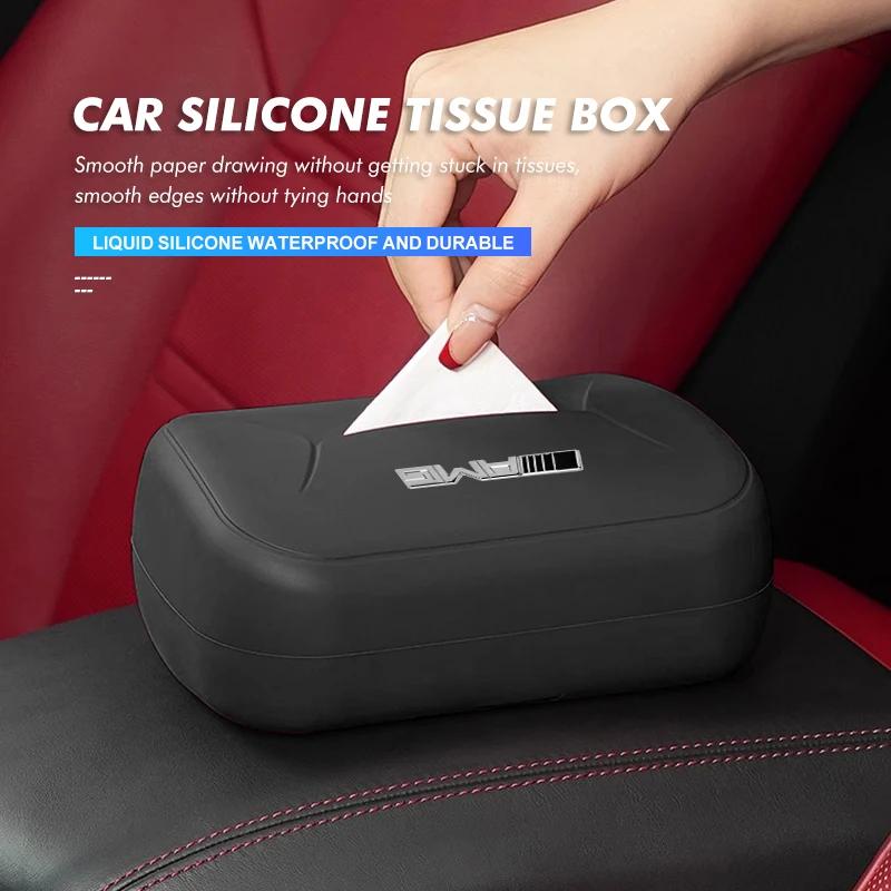 DAR4 Silicone Car Tissue Drawer Box Armrest Backrest Hanging Paper Bag For Mercedes Benz AMG A B C E S G Class W201 W210 W108 W205