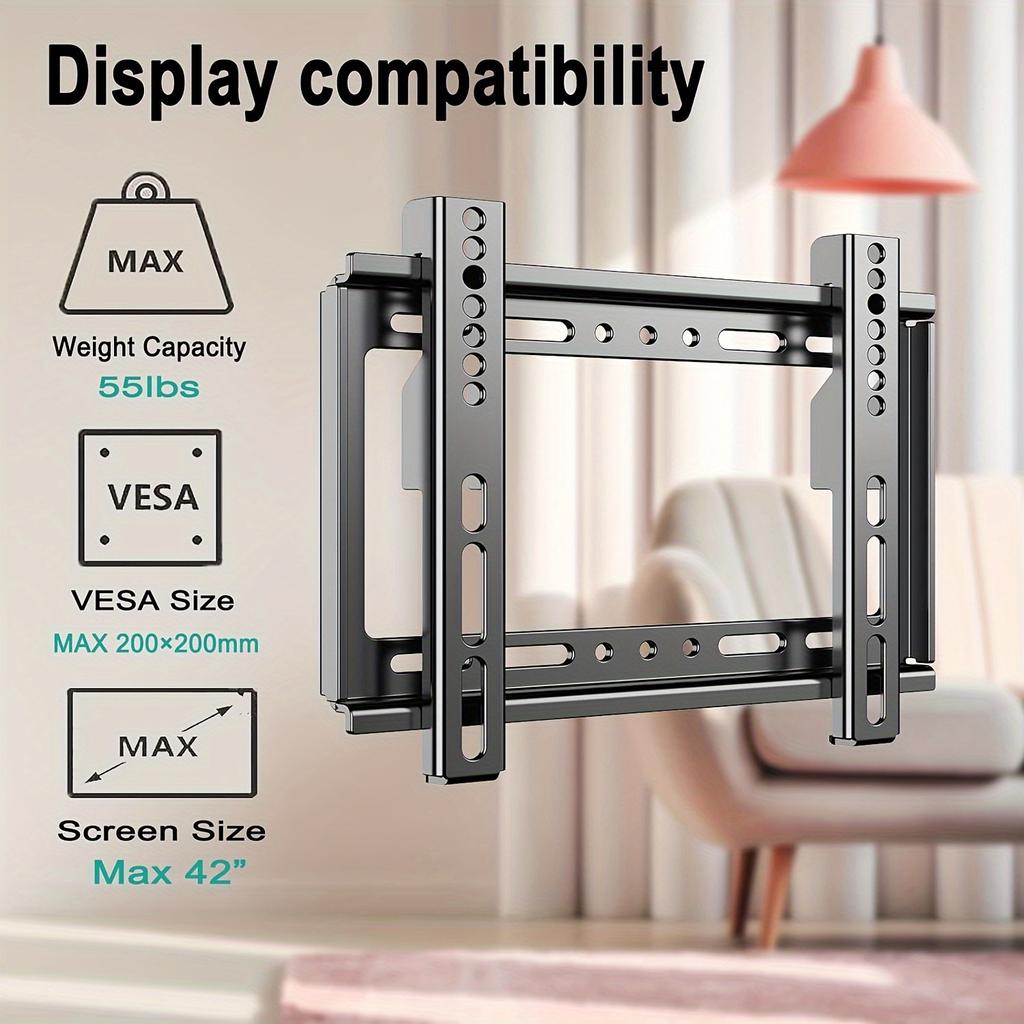 14-42inch TV Wall Mount Bracket Universal TV Mount Monitor Holder Adjustable Low Profile Flat TV Wall Mount for LCD LED Monitor