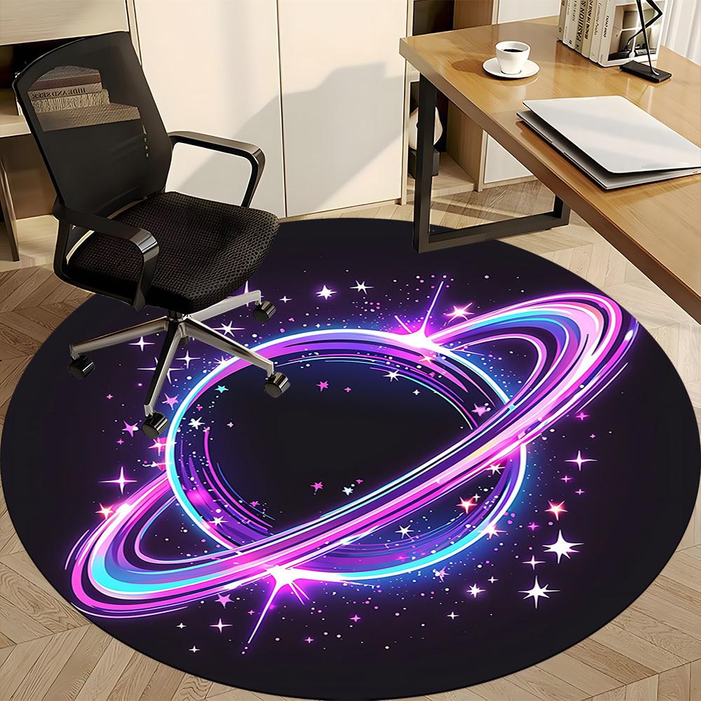 1pc Galaxy Rings Office Round Area Rug, Mat Suitable ForOffice, Under Office Chairs Bedroom Living Room Home Decor, Room Deco