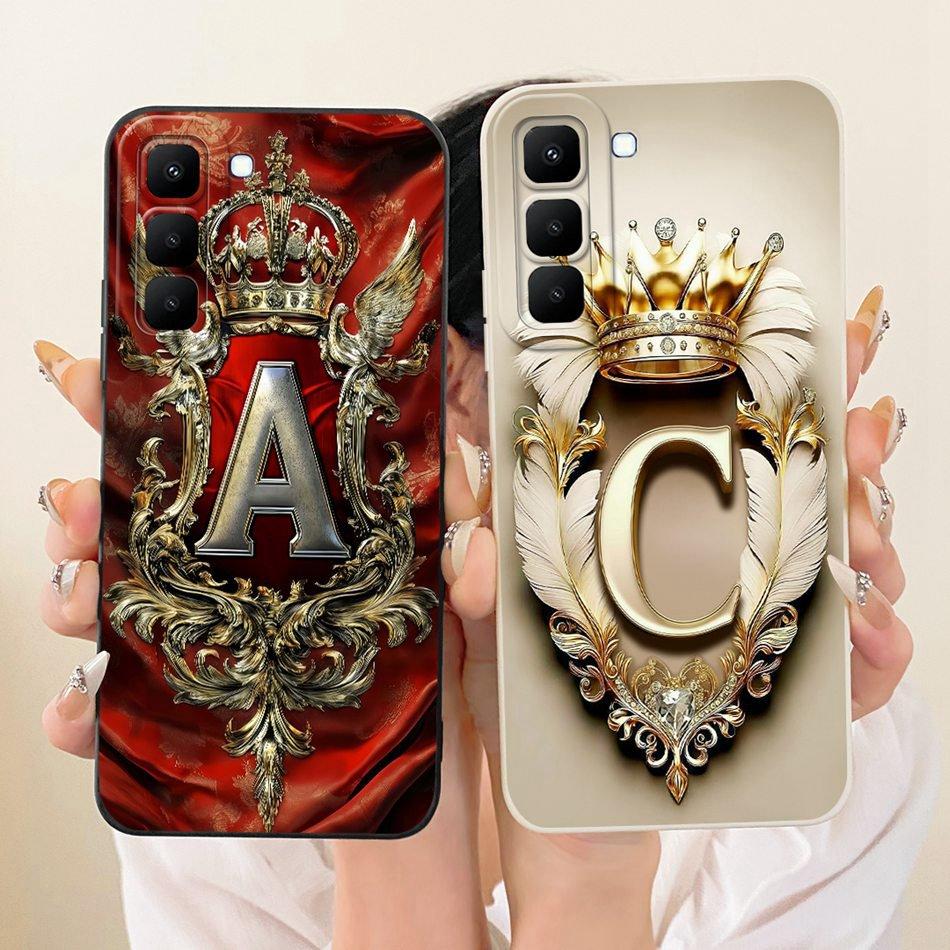 For Infinix Hot 70 X6895 2026 Feather Crown Initial Letter Phone Case For Infinix Hot70 Soft Silicone Covers Bumpers