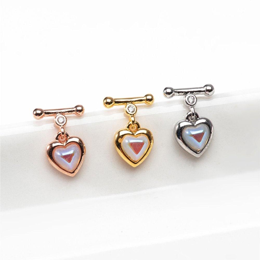 Heart Bar Moonstone Silver Earrings