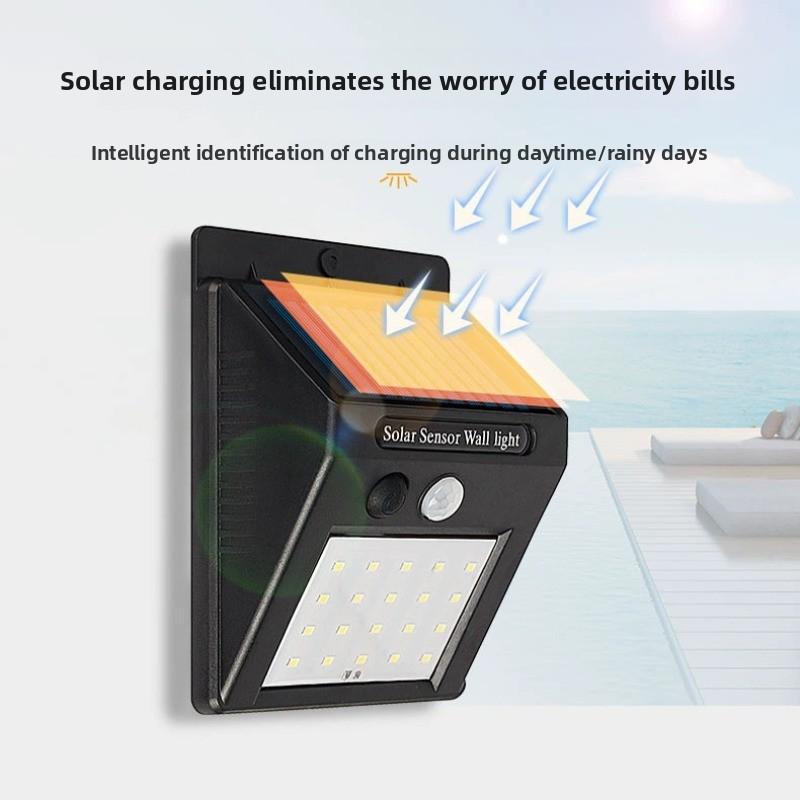 Luz solar LED para exteriores con sensor de movimiento para jardín y patio