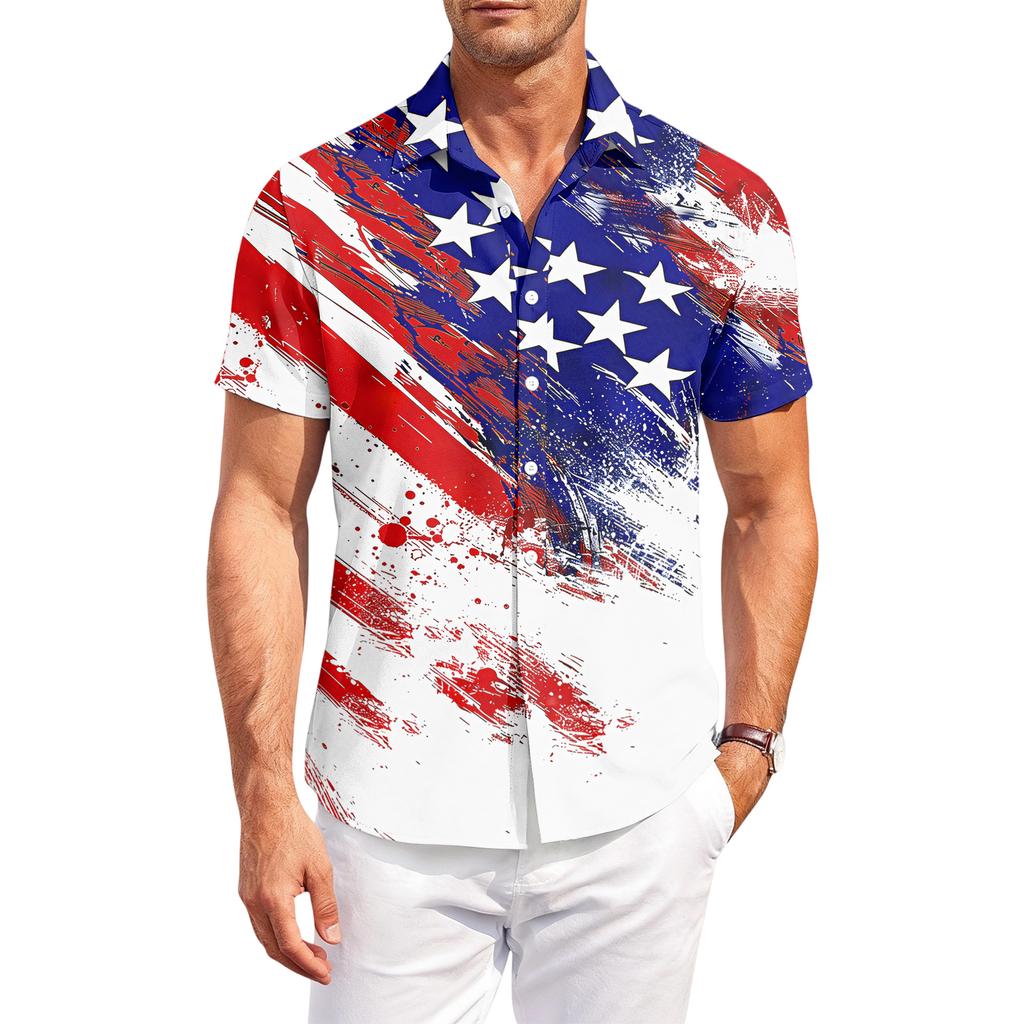 Men's Casual Short-Sleeve Collared Shirt