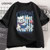 Cute Cartoon Print Short-sleeved Cotton Crew Neck Top Beach T-shirt Fashion Casual Loose Streetwear Oversized Top Unisex