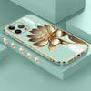Golden Lotus Flower Plating Case for iPhone 11 12 13 14 Pro Max Phone Cover for Samsung Galaxy  Xiaomi Mi Redmi Note Oneplus Infinix Tecno Cover