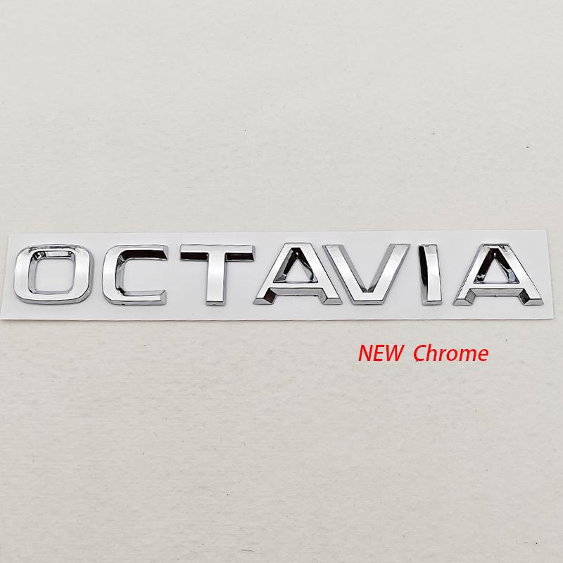 JBIW9 3D ABS Chrome Black Logo Octavia Emblem Letters Car Rear Trunk Badge For Skoda OCTAVIA 1 2 3 4 A5 A7 MK3 Sticker Accessories