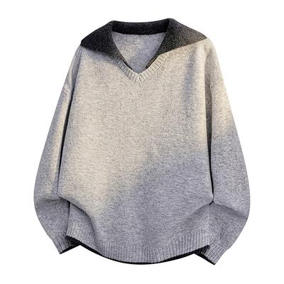 Пуловеры С длинными рукавами Свитеры Унисекс Свитер Весна и Осень Свободный Ложный Двойка Базовый Вязаный Свитер Модели для пар Шерстяные Топы