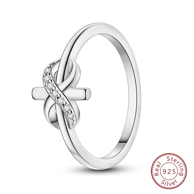 925 Sterling Silver Heart Shaped Infinite Minimalist Rings Hollow Celtic Knot Rings for Women Elegant Engagement Wedding Jewelry