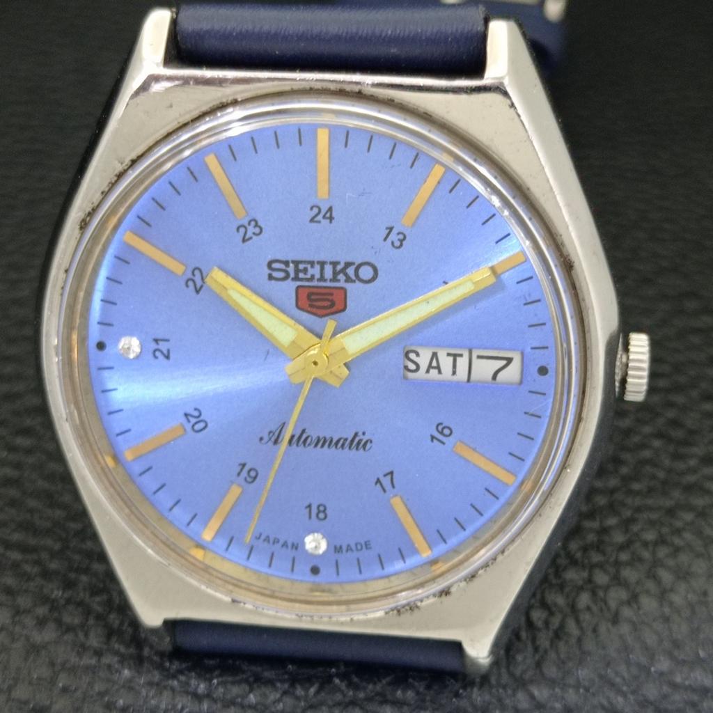 ВИНТАЖНЫЕ МУЖСКИЕ ЧАСЫ SEIKO 5 AUTOMATIC 6309A ЯПОНИЯ ЦВЕТ НЕБЕСНО-ГОЛУБОЙ ЦИФЕРБЛАТ a500835-5