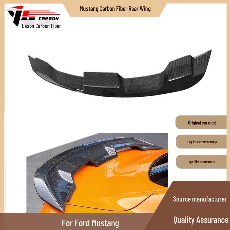Mustang Carbon Fiber Rear Spoiler Tail Lip, Fits 2015 and Newer Models.