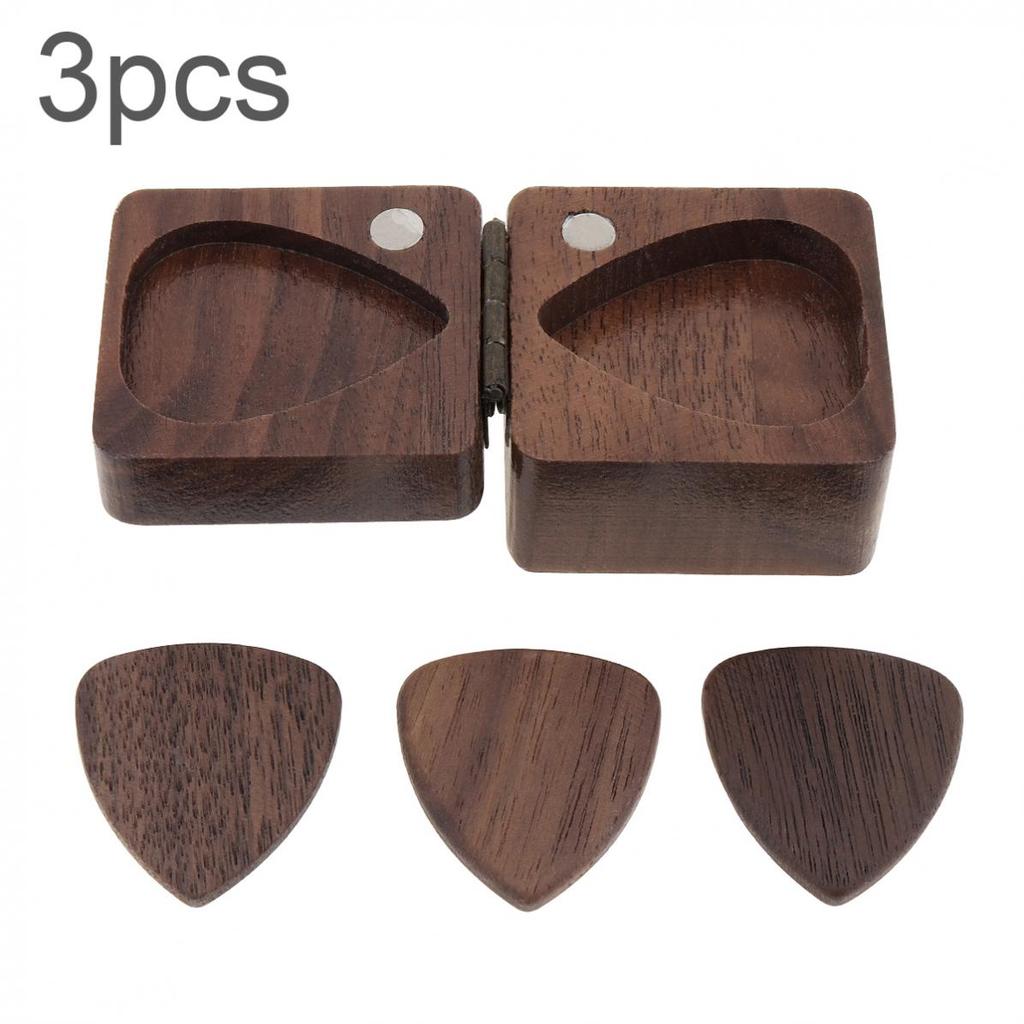 3 шт., медиаторы для гитары из древесного материала с деревянной коробкой для акустических бас-гитар, электрогитар, укулеле