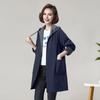 Spring Fall Women Jacket Hooded Long Sleeves Drawstring Plus Size Pockets Zipper Closure Windbreaker Mid Length Solid Color Big Pockets Windproof Warm