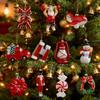Cartoon Plastic Ornaments Santa Tree Designs Colorful Christmas Decorations with Unique Poses Festive Hanging Decor for Tree & Home Display
