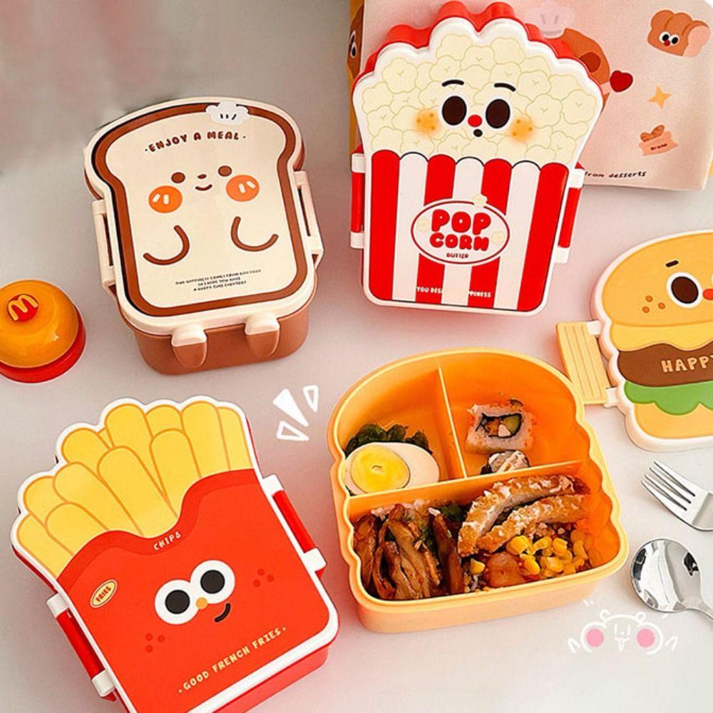 Microwaveable Student Lunch Boxes Separated Food Storage Container Hamburger Lunch Box School