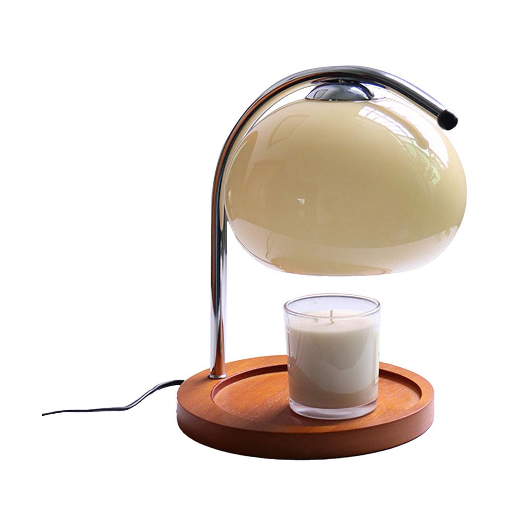 Candle Warmer Lamp Wooden Rack Iron Stand Glass Lampshade Decorative Retro Candle Melting Lamp with