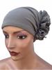 Luba Beige Gray Women' Spring Turban with Ruffles, Light and Comfortable, Made of Cotton
