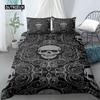 Skull Duvet Cover Set Queen Black Skeleton Paisley Floral Pattern Bedding Set for Teen Adult Polyester Halloween Comforter Cover