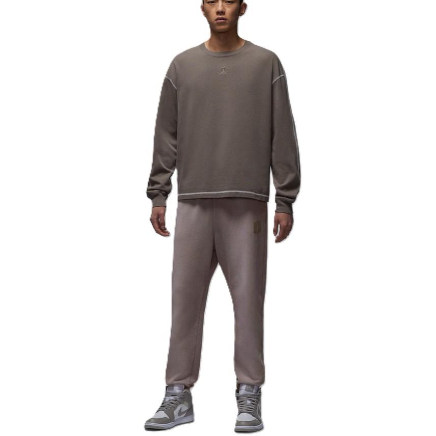 Jordan Flight Год Лошади Ограниченная Серия CNY Новый Год Мягкая Круглый Вырез Длинный Рукав Футболка Мужские Топы Оливково-Серый IF1830040