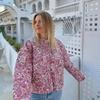 Модный женский кардиган с круглым вырезом, хлопковая куртка-пальто с цветочным узором