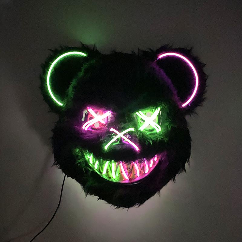 Bloody Bear Luminous LED Face Mask Glowing Masque for Party Decoration Festival Cosplay Costume Accessories Hot Selling Mask