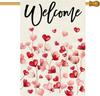Baccessor Valentine's Day Welcome House Ag  Double Sided Burlap,oral Red and Pink Love Hearts Large Garden TTL LLG