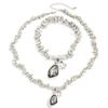 SHIXIN Elegant Sparkling Rhinestone Pendant Necklace Bracelet Jewelry Set for Women Minimalist Irregular CCB Bead Chain Choker