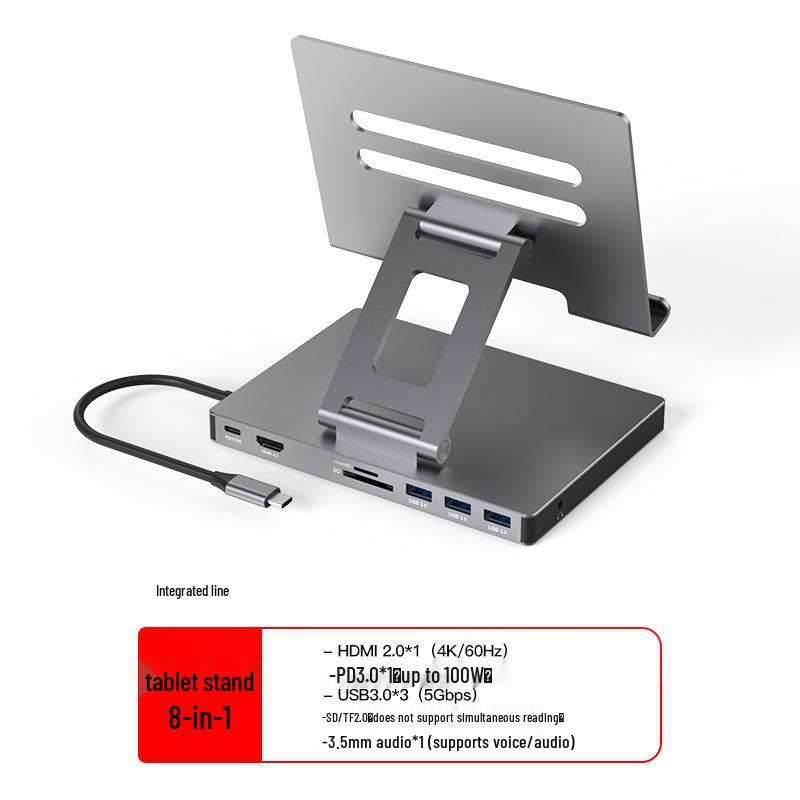 Док-станция Type-C из алюминиевого сплава: USB-хаб для планшета и ноутбука с HDMI 2.0 и Gigabit Ethernet.