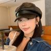 Korean Style All Match Leather Octagonal Hat for Women with Face Showing Beret British Style Newsboy Painter Hat New