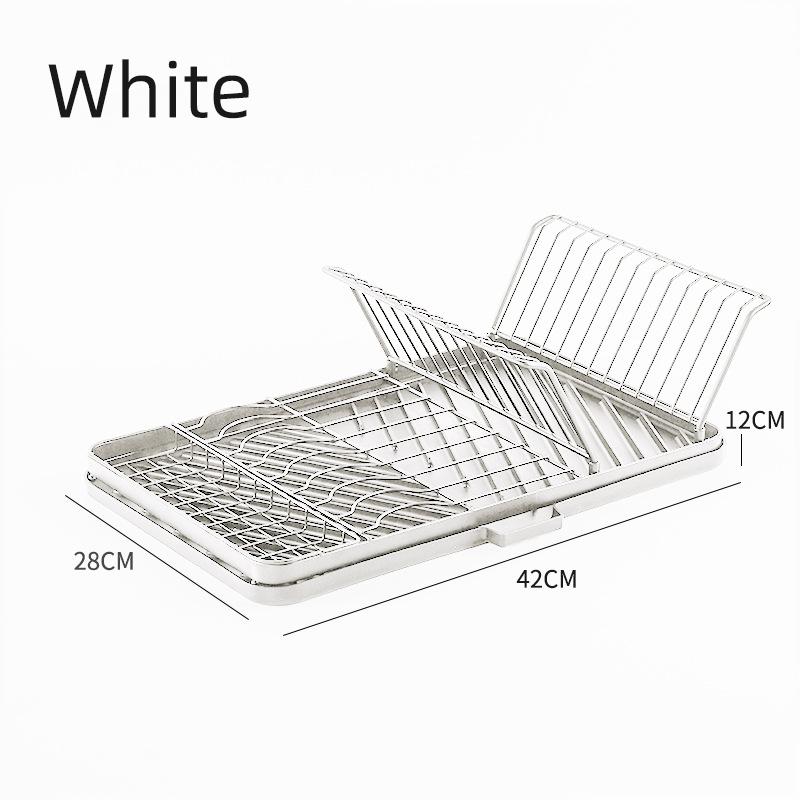 Foldable Dish Drying Rack With Drip Tray Adjustable Kitchen Plates Bowl Drying Rack Countertop Chopstick Fork Storage Shelf