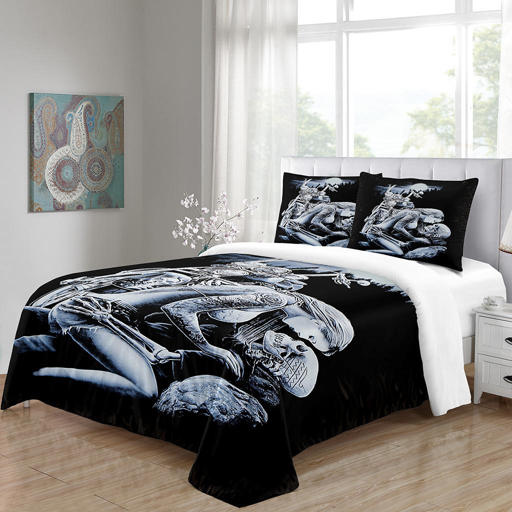 Черный ужас скелеты череп король сидит на троне комплекты постельного белья односпальная двуспальная кровать пододеяльник комплект и 2 шт наволочка