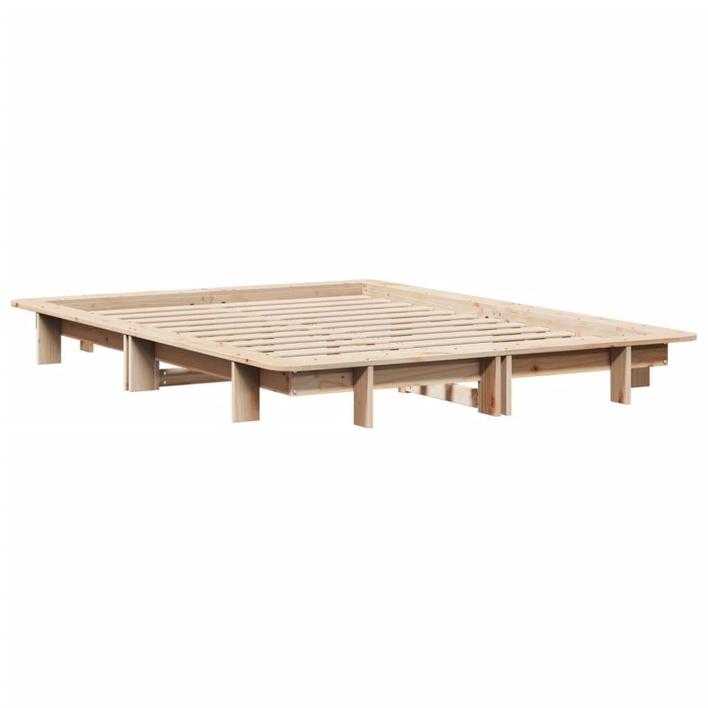 Solid Wood Bed Frame without Mattress 120 x 190 cm Pine Wood