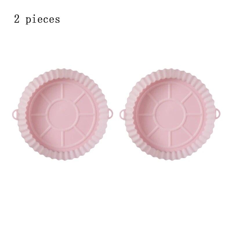 2 PCs Reusable Air Fryer Silicone Tray For Easy Cleaning Suitable For Round Pizza Grill Pan Mats Air Fryer Baking Accessories