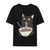 Funny Cat Eating Ramen Vintage Japanese Noodles Geek Normal All Women Tops T Shirt Casual Tees 2025 Hot Sale T Shirts Fashion