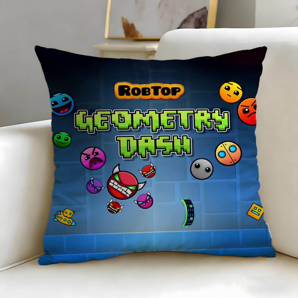 Классическая игра Geometry Dash Наволочка Мягкая Легко стирающаяся Наволочка Универсальная для Дивана Кровати Путешествий и Офиса