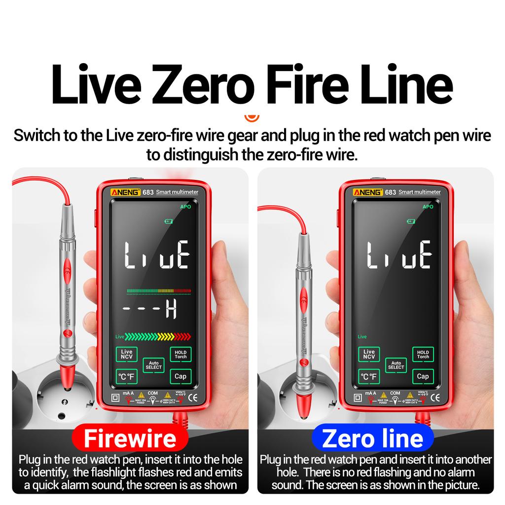 683 6000 Counts Large   Digital Multimeter Smart Anti-burn Rechargeable   Meter   Reverse Display NCV Tester with Flashlight
