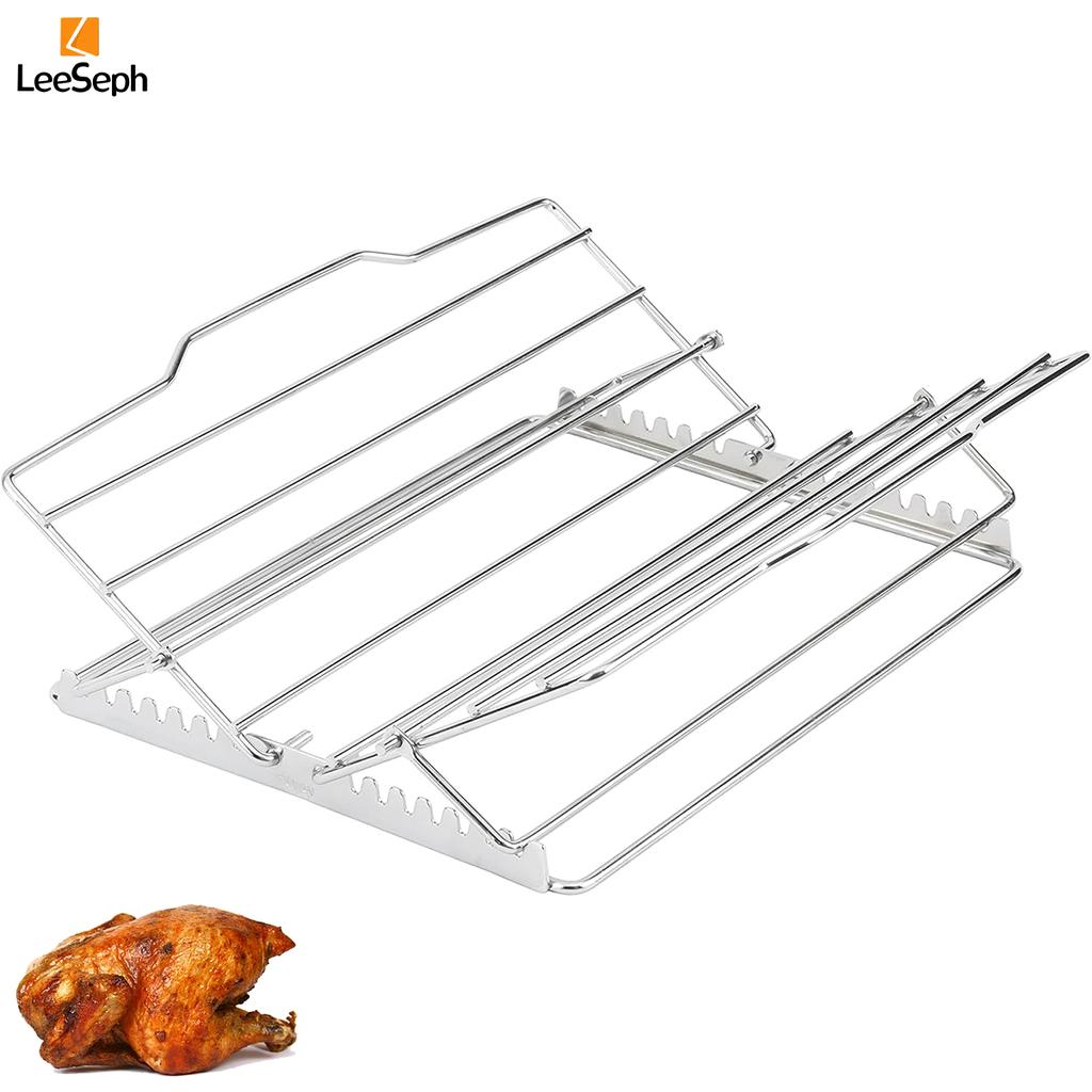 Регулируемая подставка для жарки курицы, складная подставка из нержавеющей стали для жарки индейки, подставка для ребрышек гриля, для жарки стейков, ребрышек, бекона